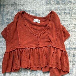 Urban Outfitters Rust Ruffle Tee